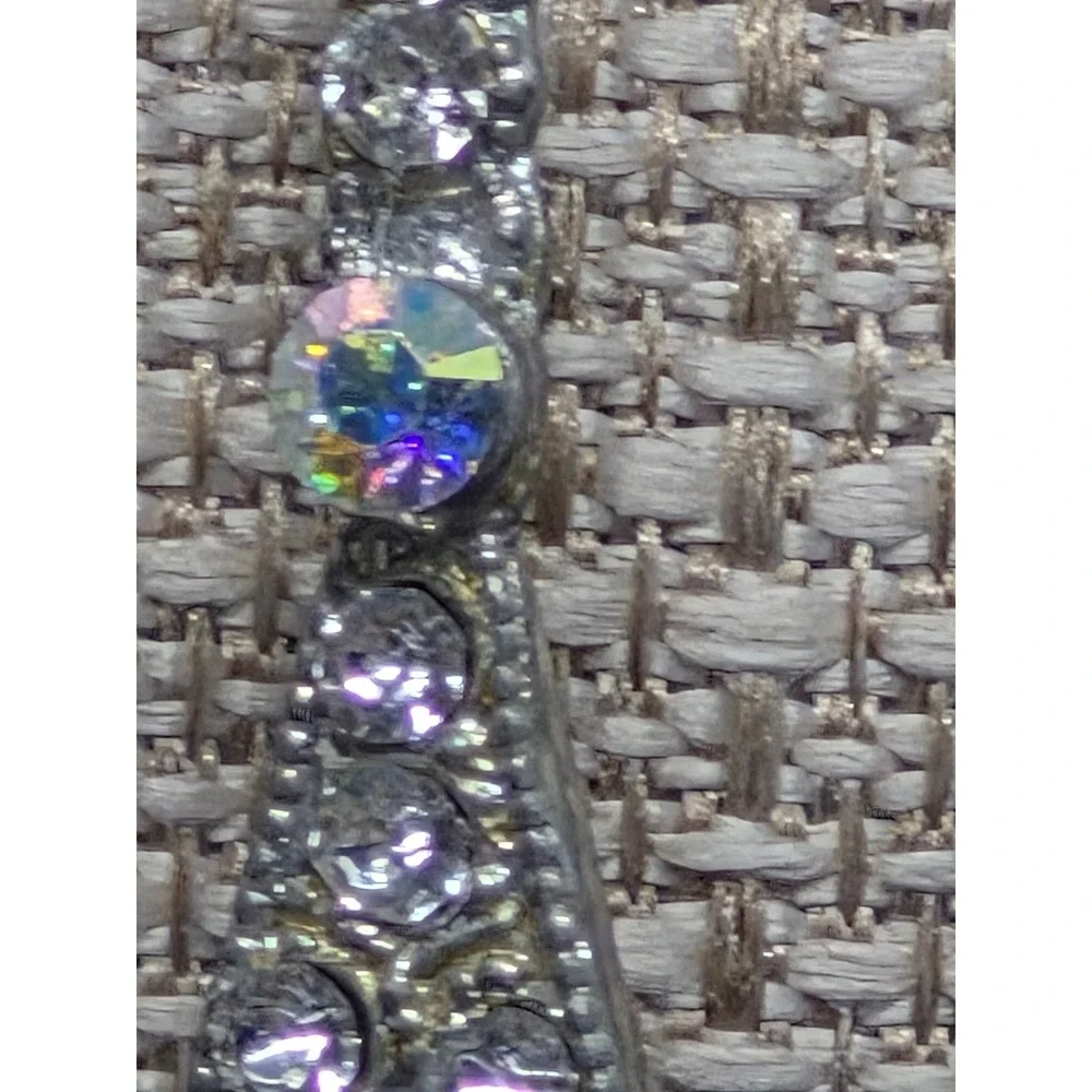 Vintage Brooch Woman Silver Tone Aurora Borealis Rhinestone Teardrop Art Deco